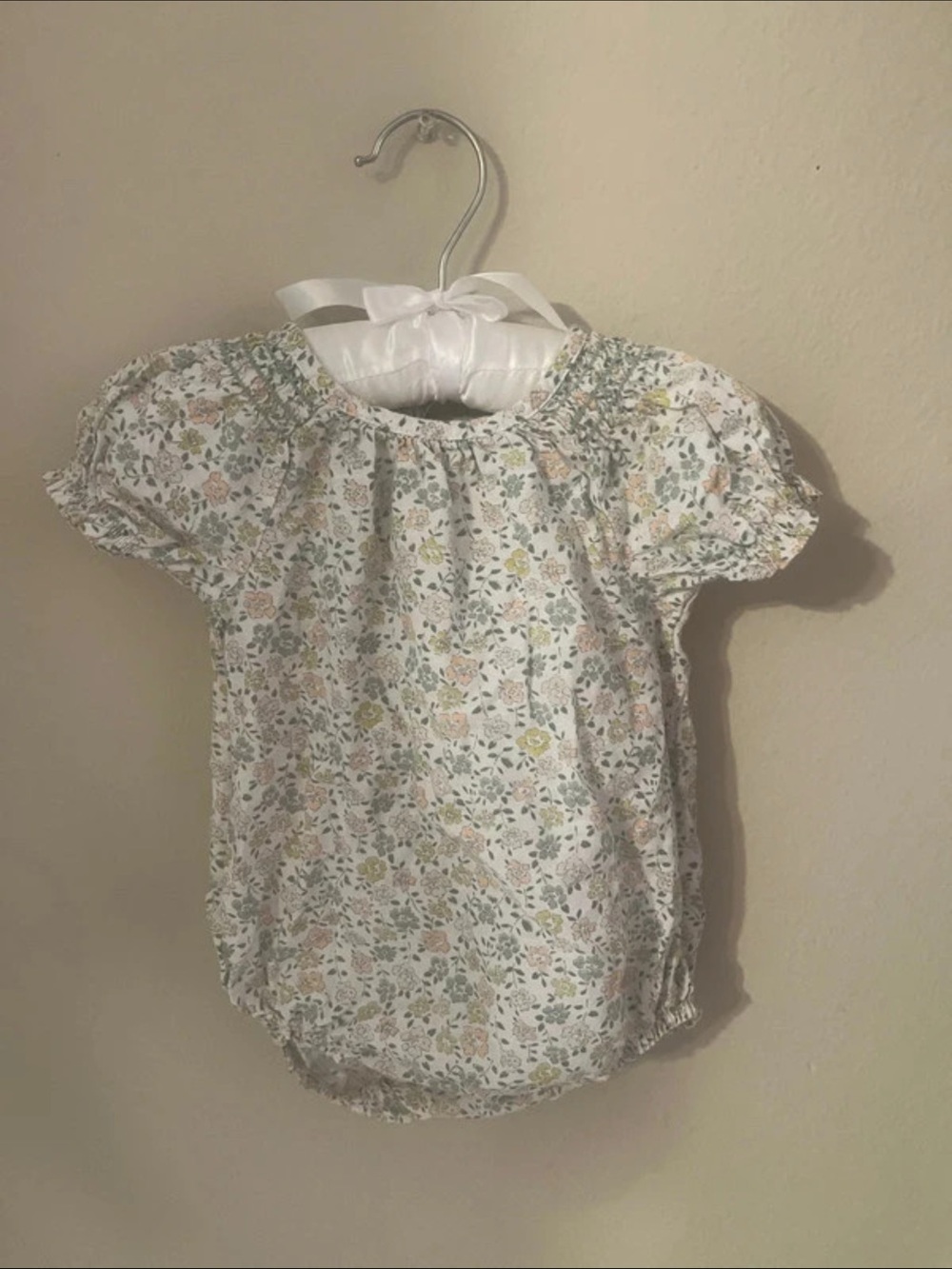 Carter's White Bubble Romper with Pastel Floral Print
